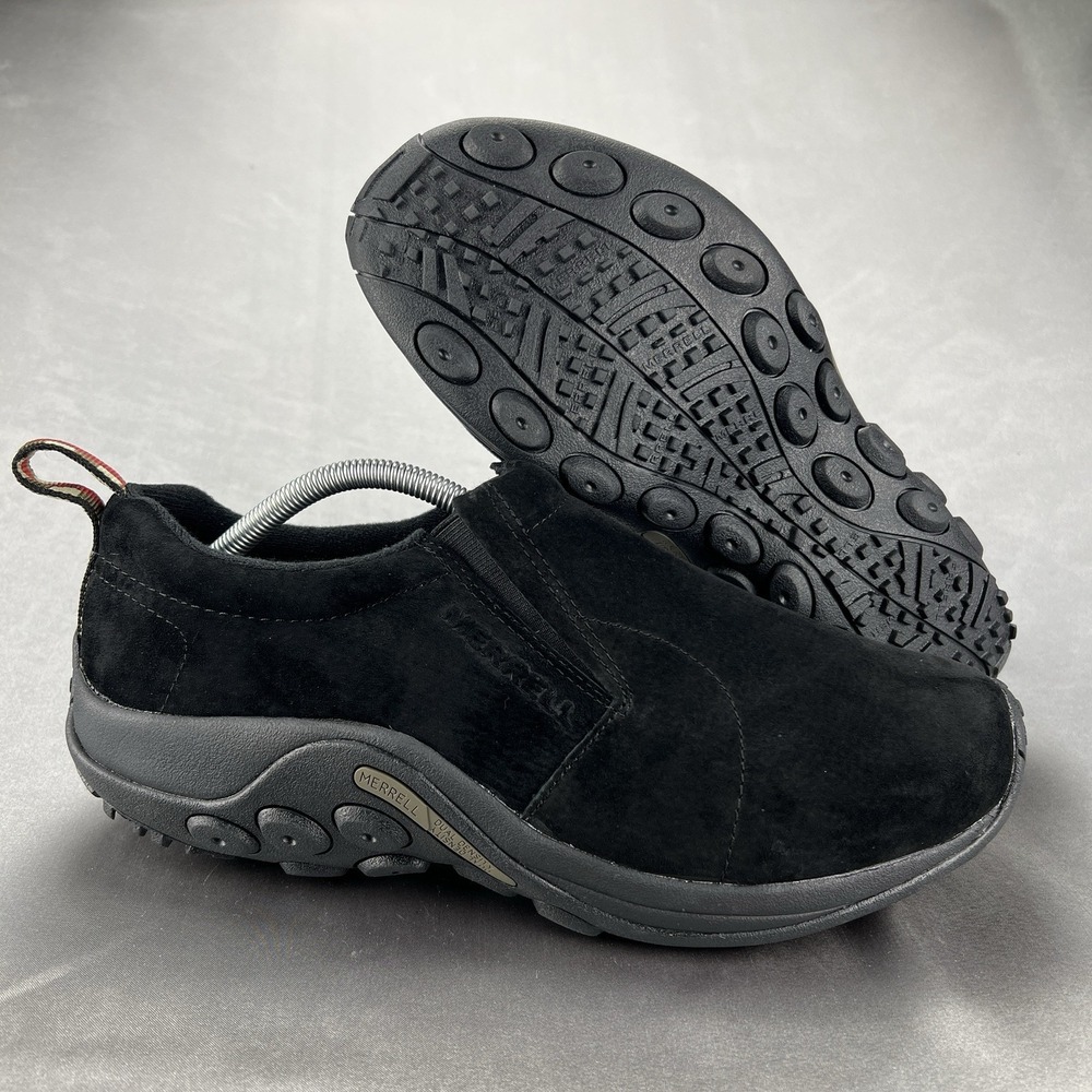 Merrell Jungle Moc Shoes Mens 10.5 W Black Suede Slip On Comfort Casual J63815W